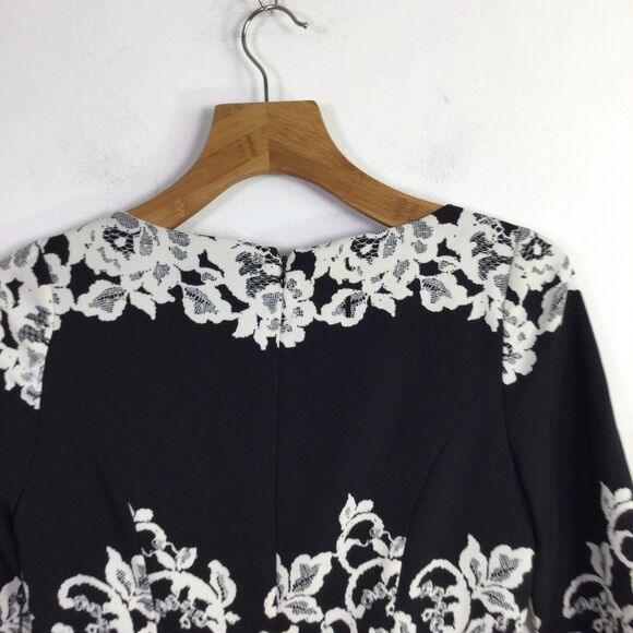 Adrianna Papell Womens Fitted Placed Printed Lace Dress Black White Size 6 NWT - Picture 13 of 16